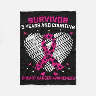 Womens Breast Cancer Survivor 5 Years Cancer Free Fleece Blanket