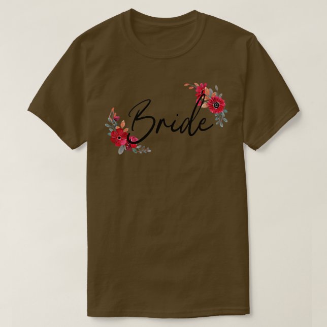 Womens Bride Flower Tees For Wedding Party Gift Id (Design Front)