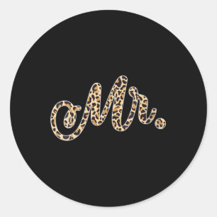 Womens Bride Groom Mr Leopard Print Wedding Matchi Classic Round Sticker