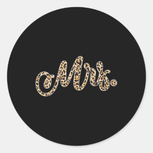 Womens Bride Groom Mrs Leopard Print Wedding Match Classic Round Sticker