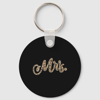 Womens Bride Groom Mrs Leopard Print Wedding Match Key Ring