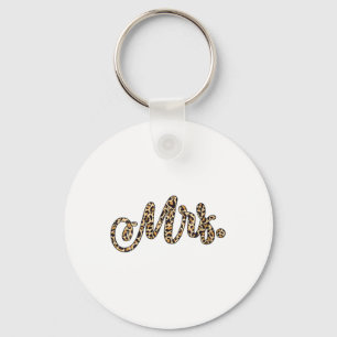 Womens Bride Groom Mrs Leopard Print Wedding Match Key Ring
