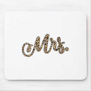 Womens Bride Groom Mrs Leopard Print Wedding Match Mouse Mat