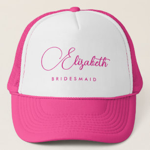 Womens Bridesmaid Bachelorette Party Name Hot Pink Trucker Hat