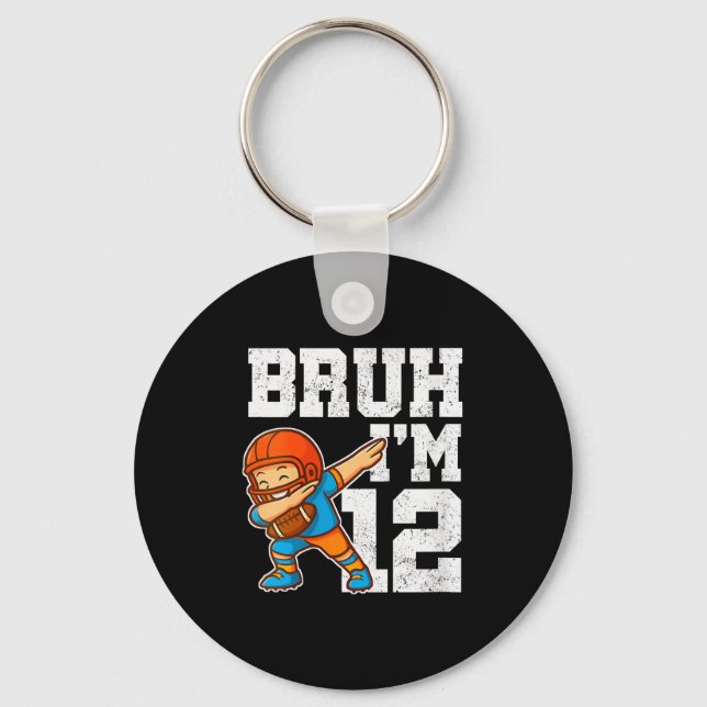 Womens Bruh I'm 12 Funny Dab Se Football Gift For  Key Ring (Front)