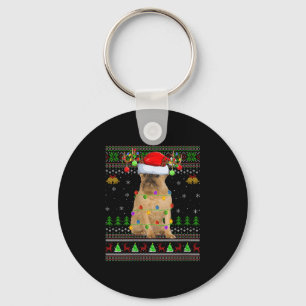 Womens Brussels Griffon Dog Ugly Christmas Sweater Key Ring