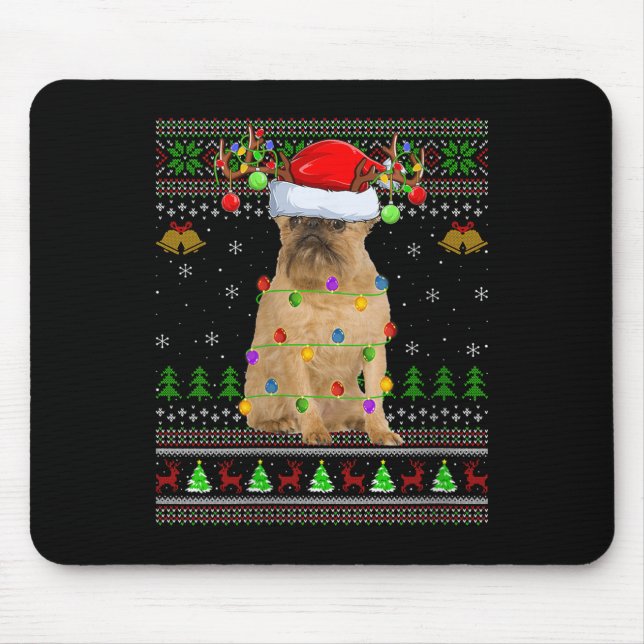 Womens Brussels Griffon Dog Ugly Christmas Sweater Mouse Mat (Front)