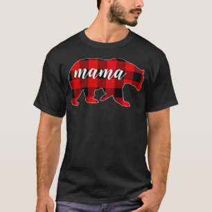 Womens Buffalo Plaid Mama Bear Mum Gifts Christmas T-Shirt