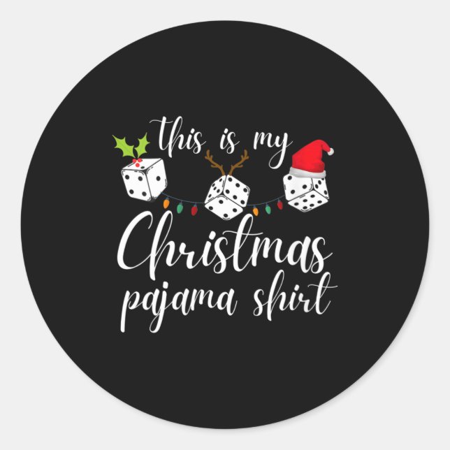 Womens Bunco Christmas Pajama Dice Game Night  Classic Round Sticker (Front)