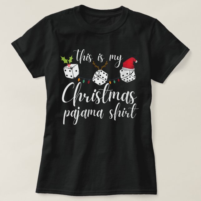 Womens Bunco Christmas Pajama Dice Game Night T-Shirt (Design Front)