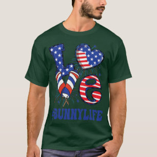 Womens Bunny Love USA Flag Grandma 4th of July Fam T-Shirt