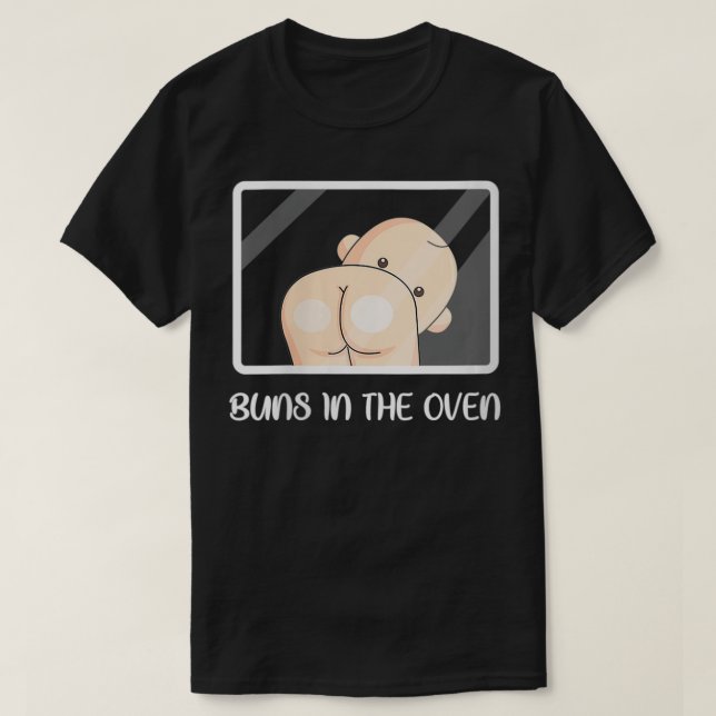 Womens Buns In The Oven Baby Pregnancy Announcemen T-Shirt (Design Front)
