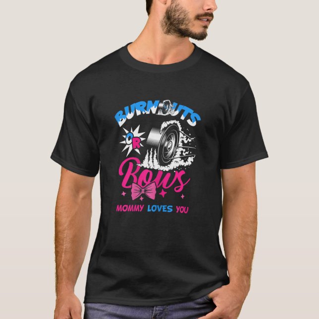 Womens Burnouts Or Bows Gender Reveal Baby P Y Ann T-Shirt (Front)