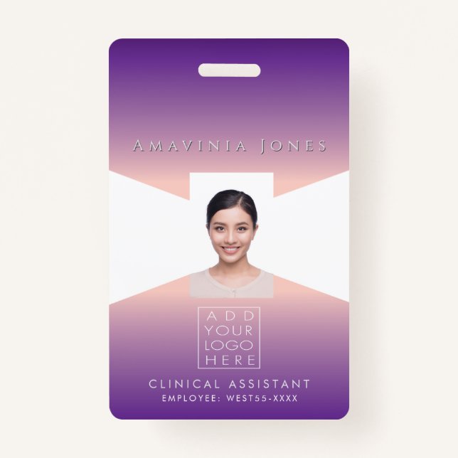 Womens Business Photo ID Identification Plastic  ID Badge (Front)