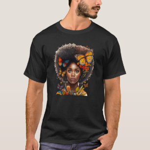 Womens Butterflies Afro Black Women African Americ T-Shirt