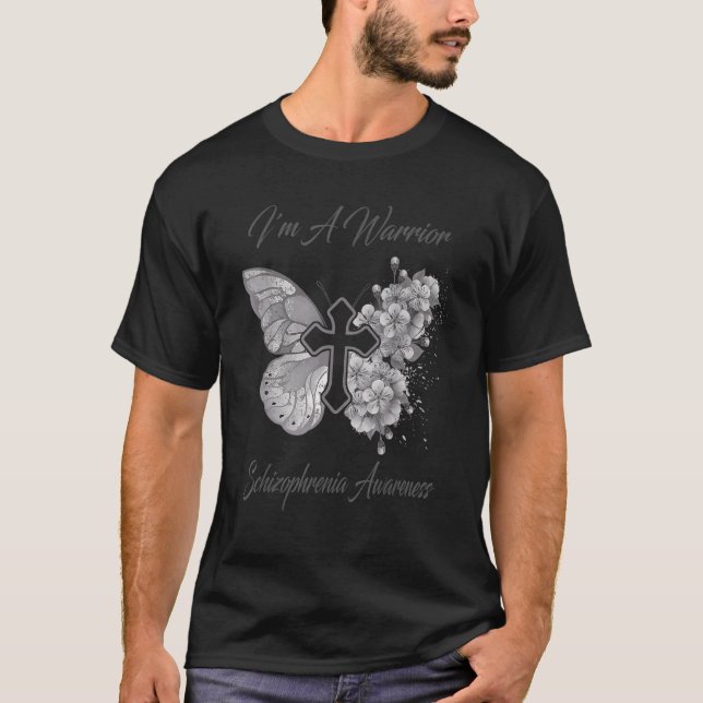 Womens Butterfly I'm A Warrior Schizophrenia Aware T-Shirt (Front)