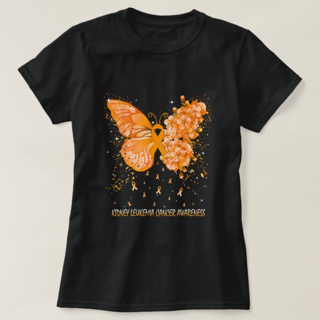 Womens Butterfly Kidney Leukaemia Cancer Awareness T-Shirt (Design Front)