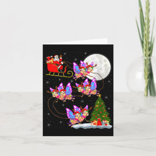 Womens Butterfly Santa Sleigh Flying Funny Magical Card