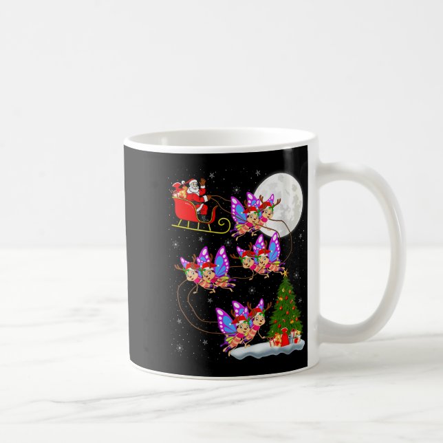Womens Butterfly Santa Sleigh Flying Funny Magical Coffee Mug (Right)