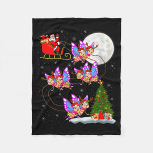 Womens Butterfly Santa Sleigh Flying Funny Magical Fleece Blanket