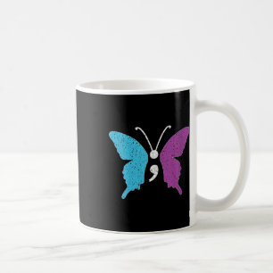 Womens Butterfly Semicolon Purple & Teal Suici Coffee Mug