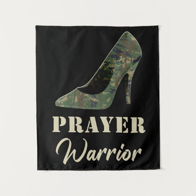 Women's Camo Heels Prayer Warrior Faith Christian Tapestry (Front)