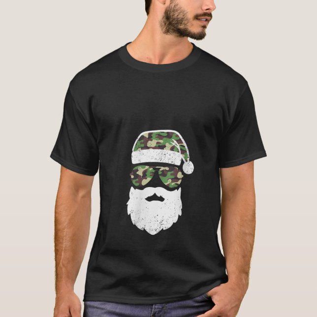 Womens Camo Santa Claus Sunglasses Kids Camouflage T-Shirt (Front)