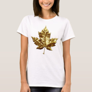 Women's Canada Souvenir T-shirt Gold Maple Leaf