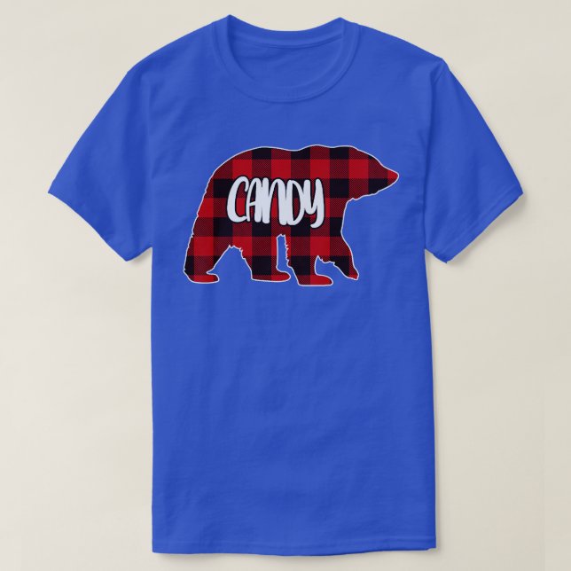 Womens Candy Bear Custom Red Buffalo Plaid Christm T-Shirt (Design Front)