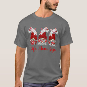 Womens Candy Cane Gnome Wife Mom Jojo Personalized T-Shirt