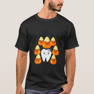 Womens Candy Corn Teeth Cute Halloween T-Shirt