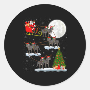 Womens Cane Corso Dog Santa Sleigh Flying Funny Ma Classic Round Sticker