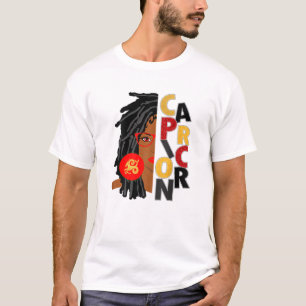 Womens Capricorn Girl Afro Locs Girl Zodiac Signs T-Shirt