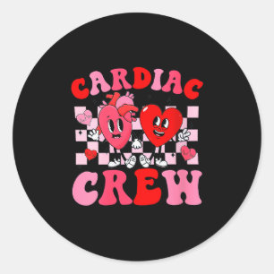 Womens Cardiac Crew Valentine, Crew Valentine Card Classic Round Sticker