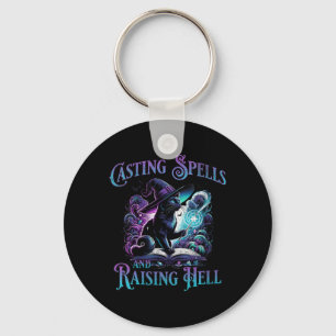 Womens Casting Spells And Raising Hell Black Cat Key Ring