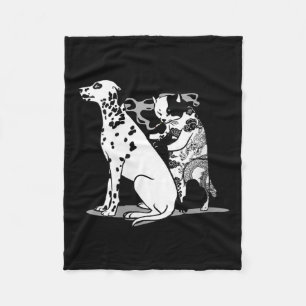 Womens Cat And Dog Tattoo Funny Tattoo Lovers V-ne Fleece Blanket