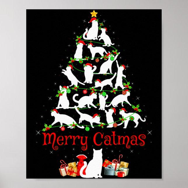 Womens Cat Christmas Tree Decor Funny Cat Lover Me (Front)