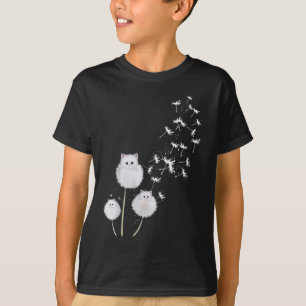 Womens Cat Dandelion Flower Skt V-neck T-Shirt