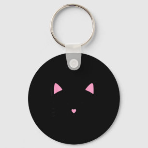 Womens Cat Face Whiskers Print Cosplay Kitty Love Key Ring
