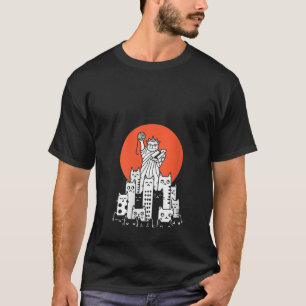 Womens Cat in New York NYC America USA Patriot Man T-Shirt