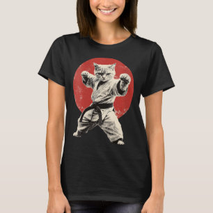 Womens Cat Karate Judo Japan Japanese Flag Funny T-Shirt