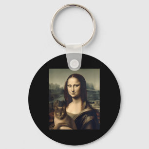 Womens Cat Lover Mona Lisa Cat Kitten Key Ring