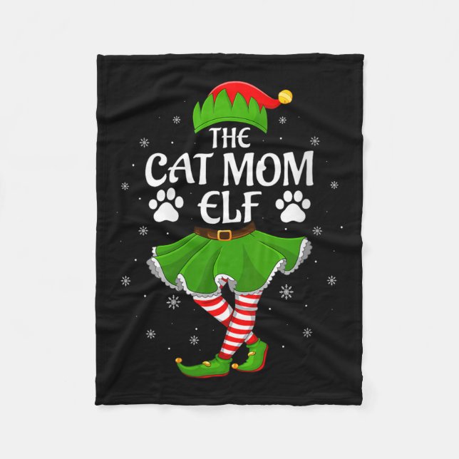 Womens Cat Mom Elf Christmas Family Girls Women El Fleece Blanket (Front)
