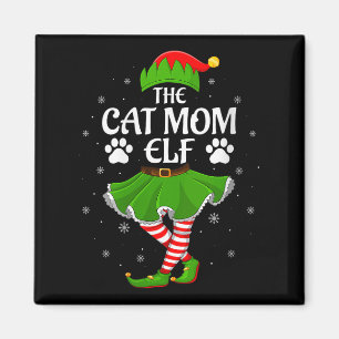 Womens Cat Mom Elf Christmas Family Girls Women El Magnet