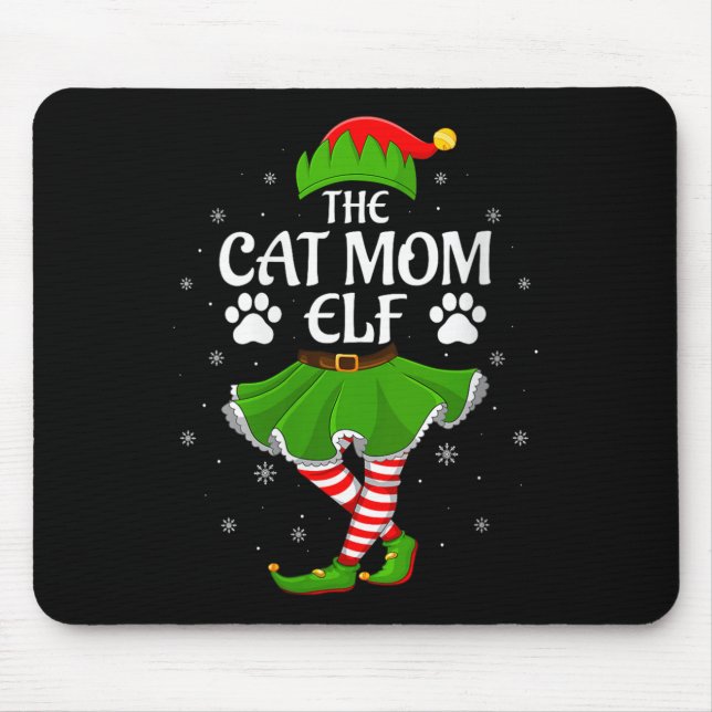Womens Cat Mom Elf Christmas Family Girls Women El Mouse Mat (Front)