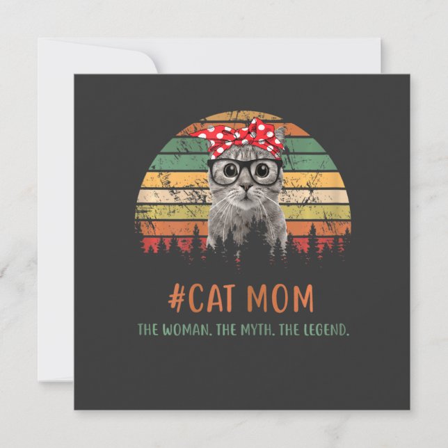 Womens Cat Mom The Woman The Myth The Legend Invitation (Front)
