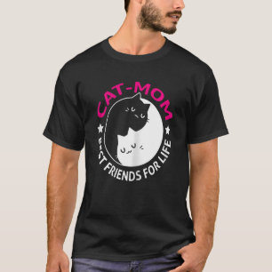 Womens Cat Mum Best Friends For Life Ying Yang Cat T-Shirt