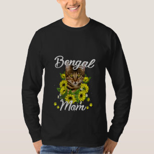 Womens Cat Mum Mother's Day Sunflower Bengal Mum T-Shirt