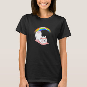 Womens Cat Red Yoga T-Shirt