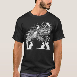 Womens Cat Sheet Music Cute Animals Musician Play T-Shirt